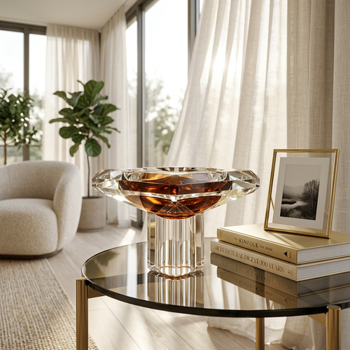 Imperial Square Cut Bowl with Amber Base Accent