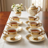 Imperial Gold-Plated Ceramic Cup with Saucer Set of 6