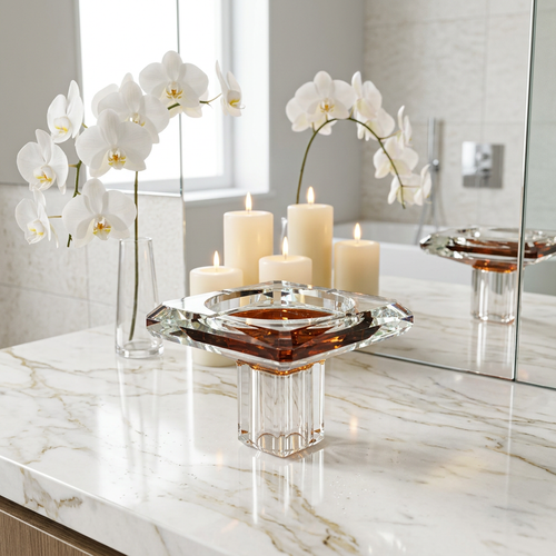 Imperial Square Cut Bowl with Amber Base Accent