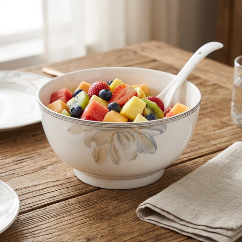Imperial Floral Soup Bowl Set of 6 – Grey & Gold Trim 14 Piece
