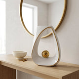 Modern Ceramic Sculpture with Gold Orb Accent