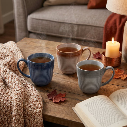 Elegant Ribbed Ceramic Coffee Mug Collection