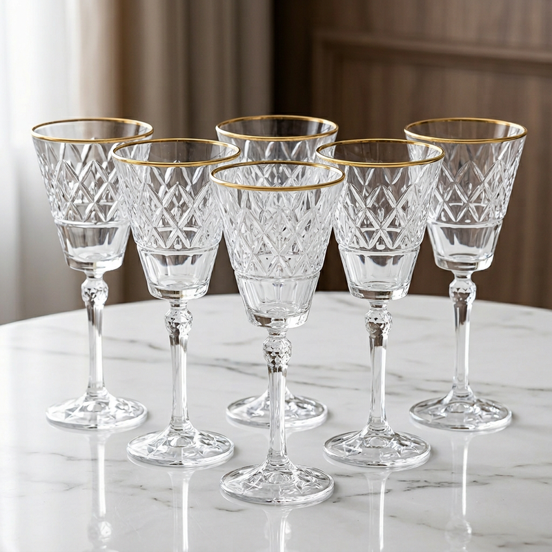 Vintage Crystal Wine Goblet Set of 4