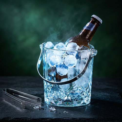 Vintage Crystal Glass Beverage & Wine Ice Chiller Bucket with Tongs