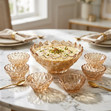 Elegant Amber Crystal Glass Dessert Bowl Set of 7