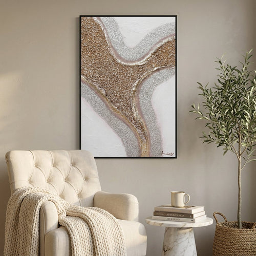 Gilded Geode Vein 3D Abstract Canvas Art
