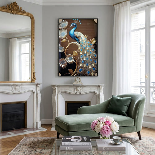Royal Peacock 3D Embossed Canvas Art