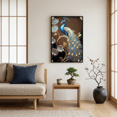 Royal Peacock 3D Embossed Canvas Art