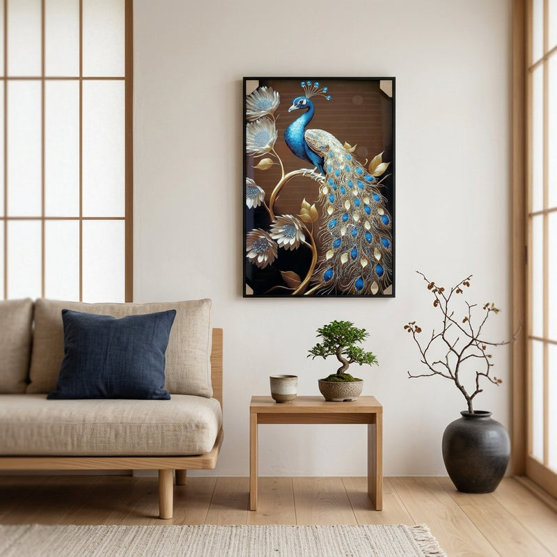 Royal Peacock 3D Embossed Canvas Art