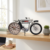 Vintage Metal Bicycle Table Clock with Roman Numerals