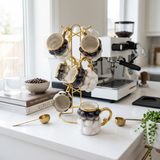 Elegant Cloud-Textured Cup Set with Gold Metal Set of 6