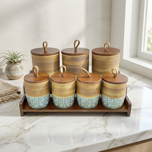 Luxury Geometric Countertop Organizer Set with Loop Tops 7 Piece
