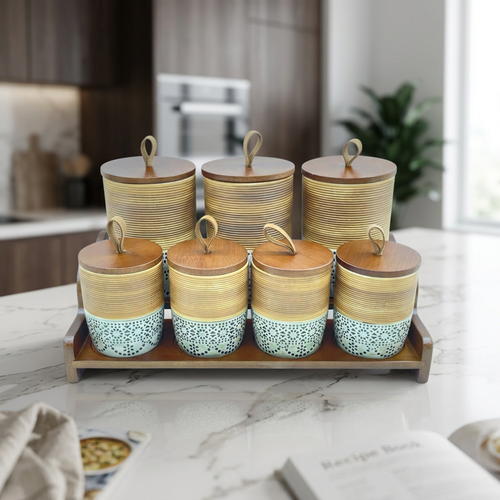 Luxury Geometric Countertop Organizer Set with Loop Tops 7 Piece