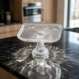 Clear Fluted Glass Cake Stand