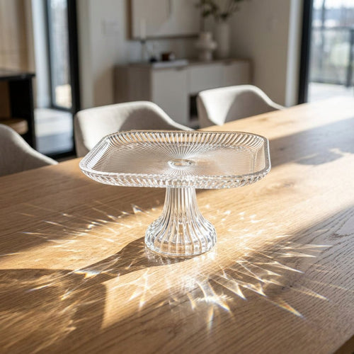 Clear Fluted Glass Cake Stand