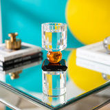 Geometric Crystal Pillar Holder on Black Base
