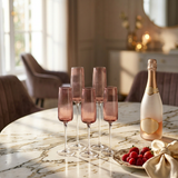 Luxury Rose Tinted Fluted Champagne Flute Set of 6