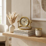 Modern Brushed Gold Gimbal Desk & Table Clock