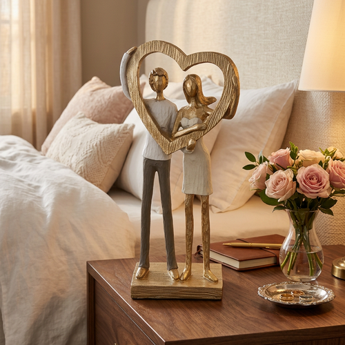 Golden Heart Couple Figurine