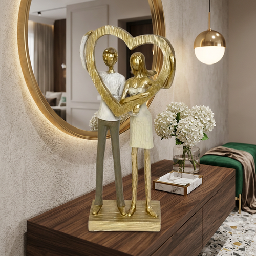 Golden Heart Couple Figurine
