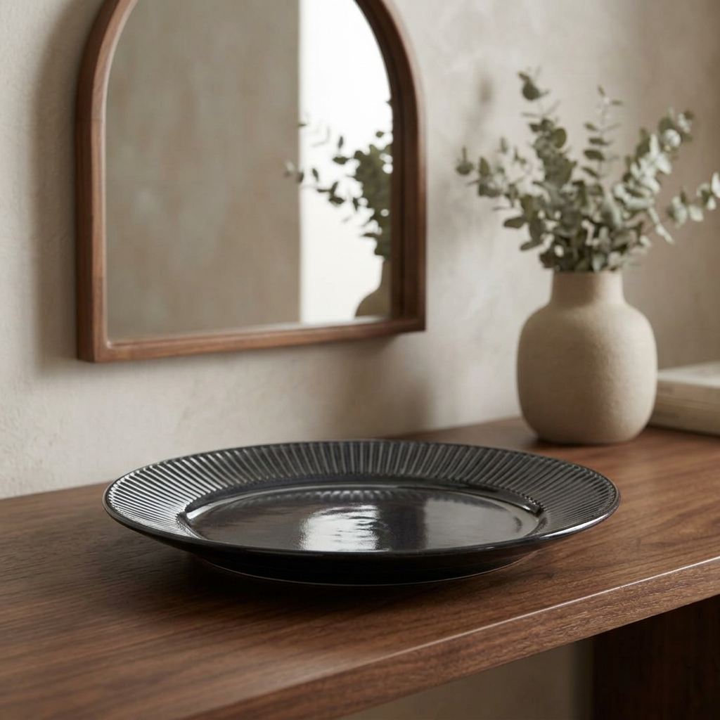 Dark Slate Grey Ceramic Dinner Plate 10.5 Inch