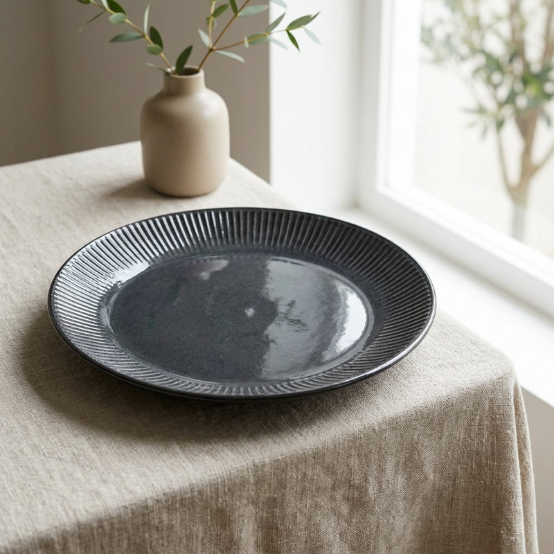 Dark Slate Grey Ceramic Dinner Plate 10.5 Inch