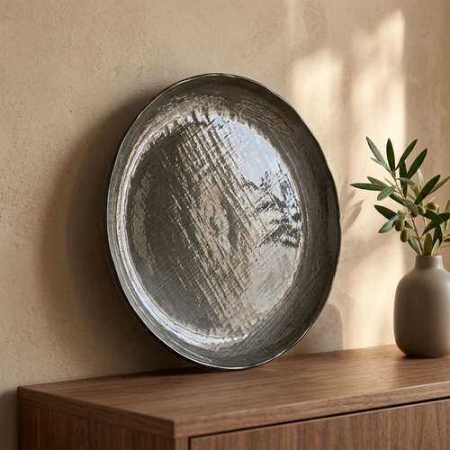Grey Textured Ceramic Dinner Plates 10.5 Inch