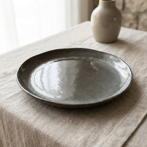 Grey Textured Ceramic Dinner Plates 10.5 Inch