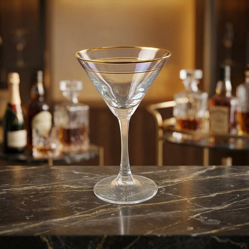 Elegant Gold-Rimmed Martini Glasses Set of 6