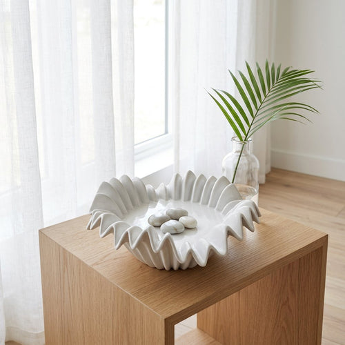 Modern White Pleated Wave Centerpiece
