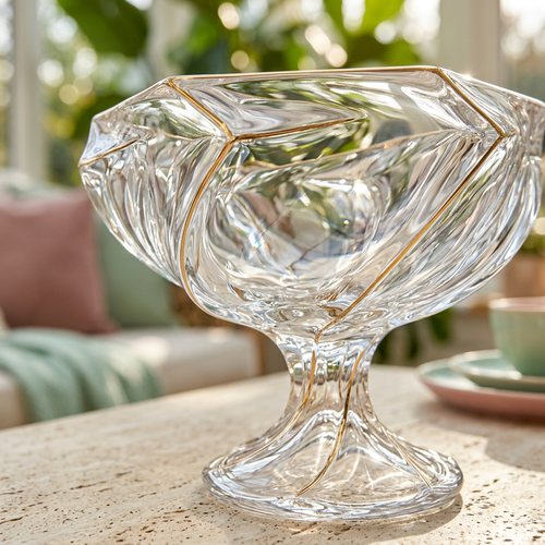 Prism Deep Geometric Urn with Fine Gold Tracing