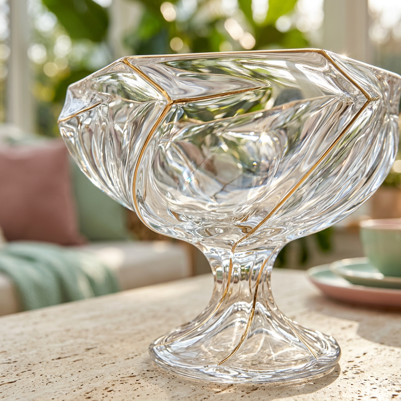 Prism Deep Geometric Urn with Fine Gold Tracing