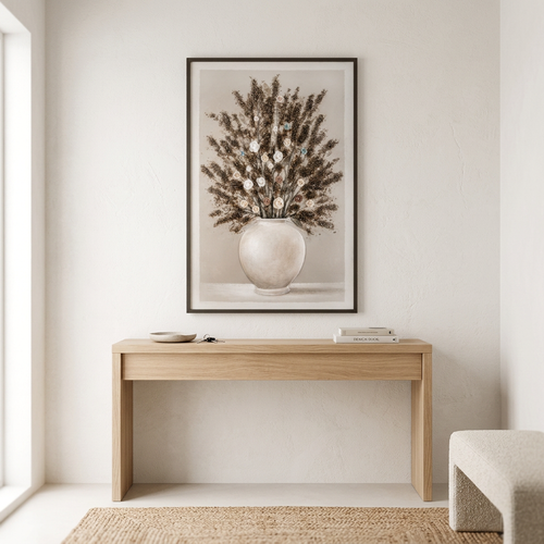 Vintage Floral Bouquet in Vase Framed Wall Art