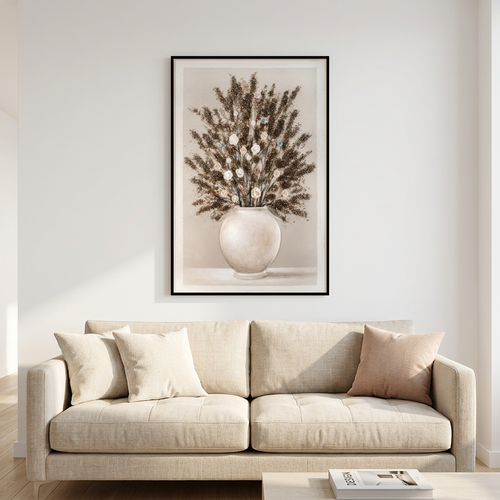 Vintage Floral Bouquet in Vase Framed Wall Art