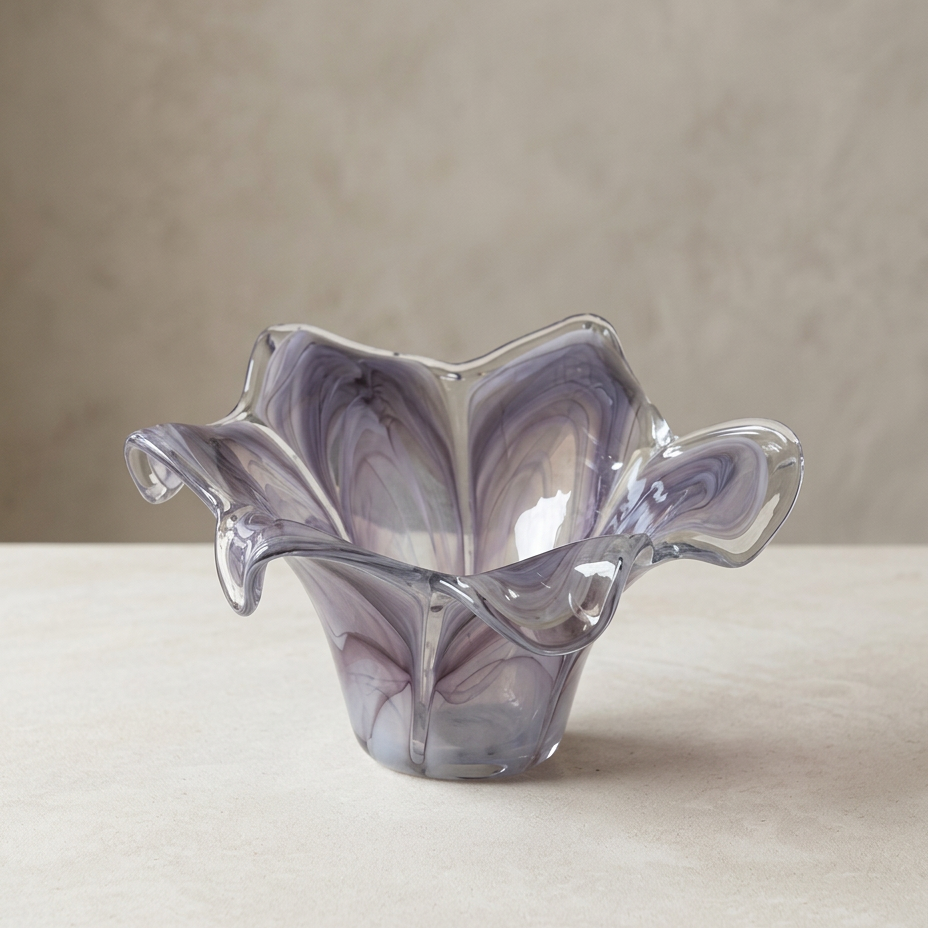 Artisan Swirled Lilac Glass Bowl