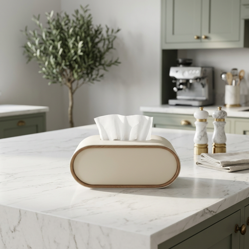 Minimalist Cream PU Tissue Holder
