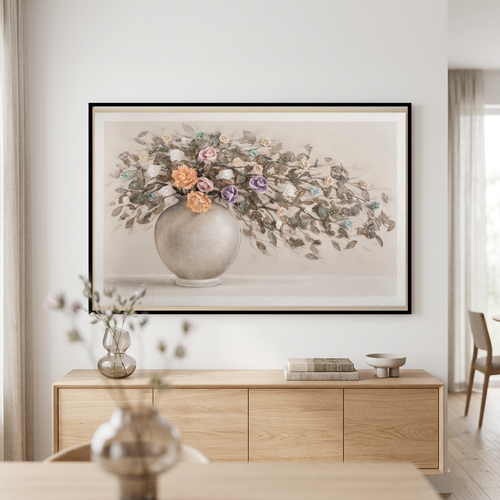 Pastel Rose Still Life Framed Wall Art