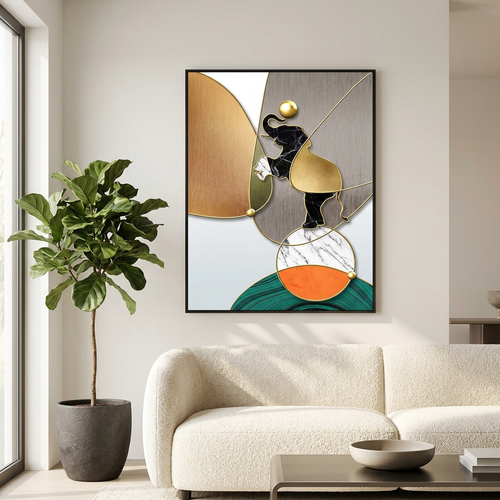 Elegant Abstract Elephant Canvas Art