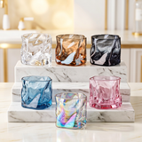 Iridescent Crumpled Glass Tumbler Set