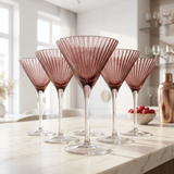 Luxury Rose Tinted Fluted Martini Glass Set of 6