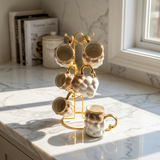 Luxury Tea & Coffee Cup Set with Gold Accents Set of 6