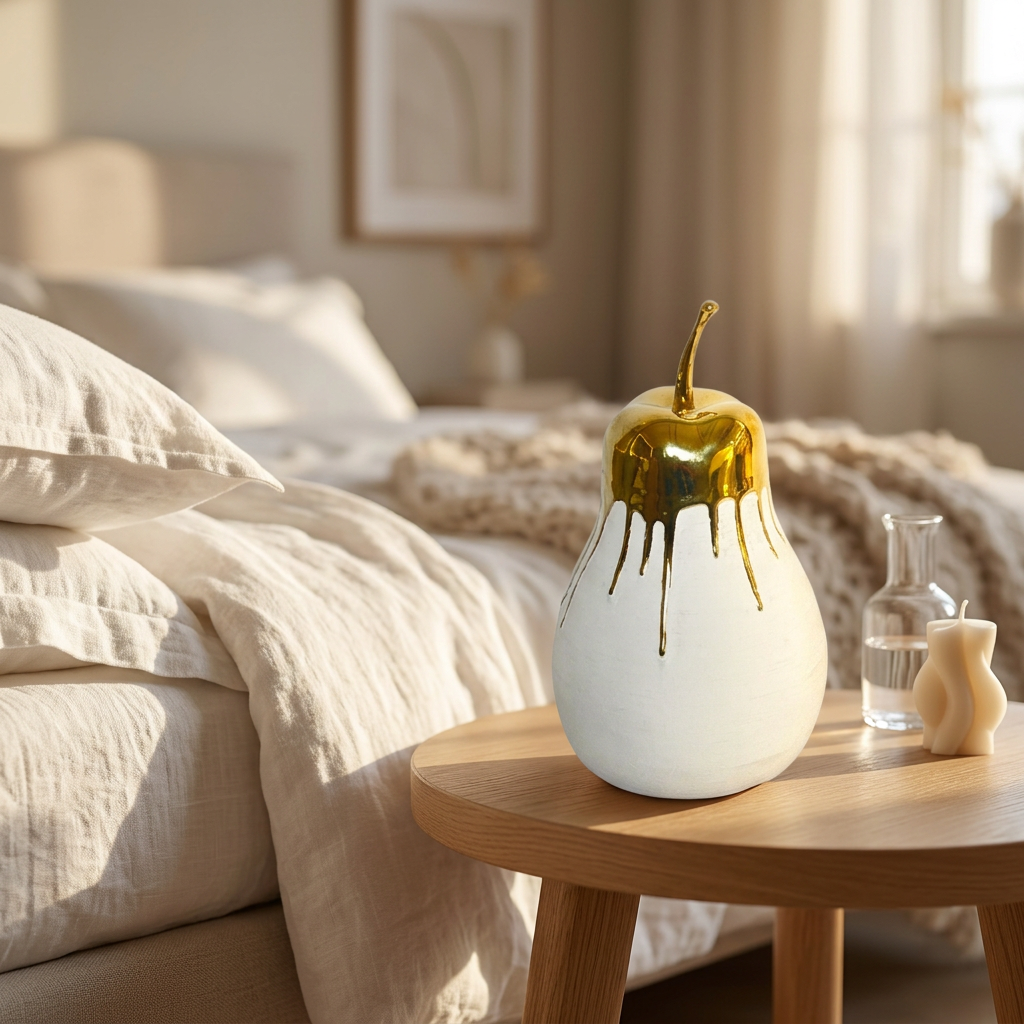 Modern Metallic Drip Pear Figurine