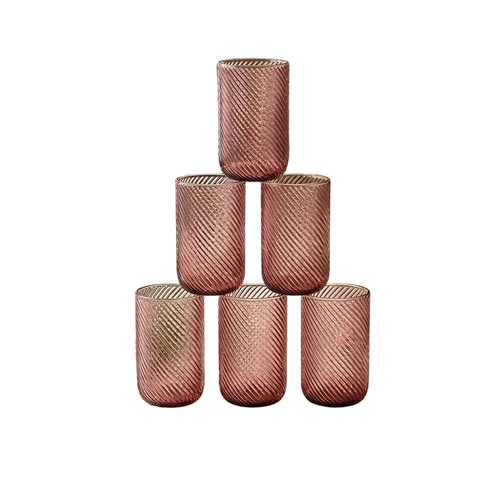 Luxury Rose Tinted Spiral Ribbed Tumbler Set OF 6