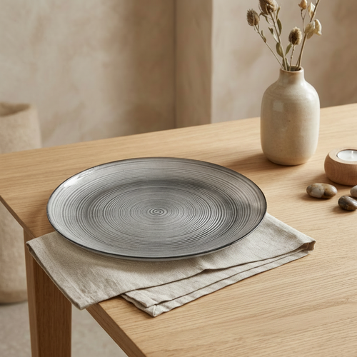 Vortex Smoke Grey Ceramic Dinner Plate 10.5 Inch