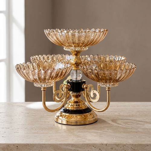 Sophisticated Gold & Amber Serving Rotating Stand