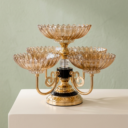 Sophisticated Gold & Amber Serving Rotating Stand