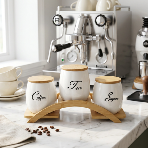 Script Ceramic Kitchen Canister Set of 3
