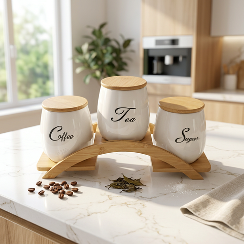 Script Ceramic Kitchen Canister Set of 3