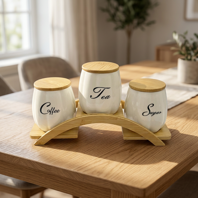 Script Ceramic Kitchen Canister Set of 3