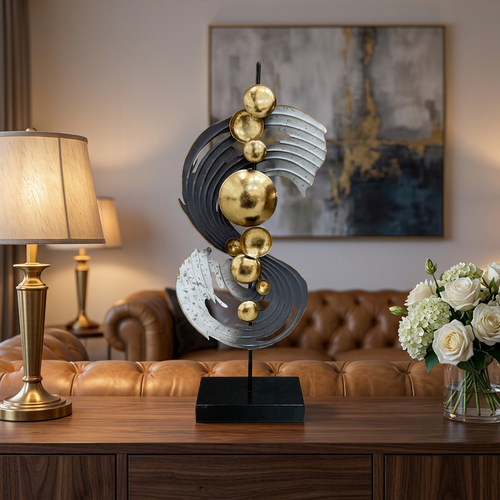 Modern Abstract Gold & Grey Sculpture